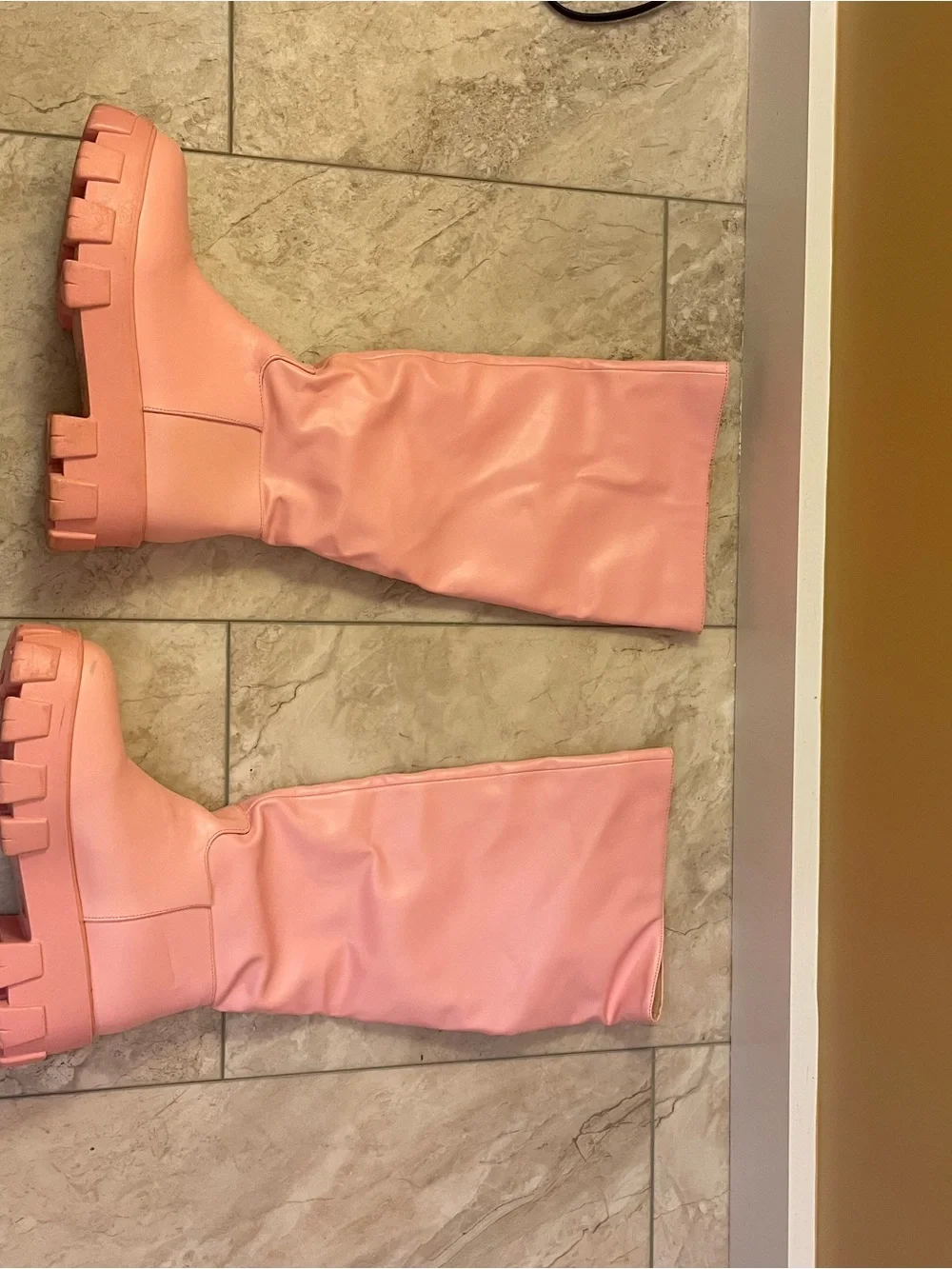 Fashion Nova Pink Knee High Chunky Lug Sole Boots - (Women’s Size 6)